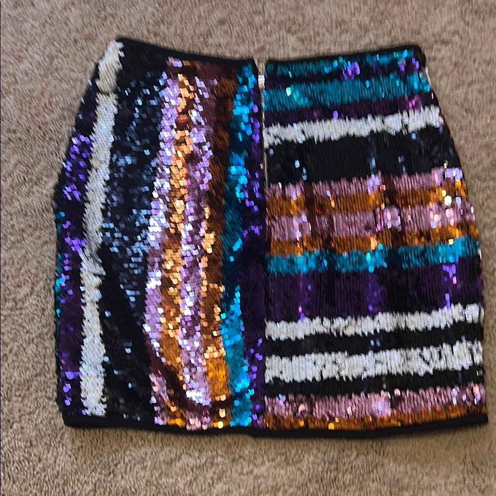 Privy Sequin Mini Skirt Black and Blue - Picture 4 of 11